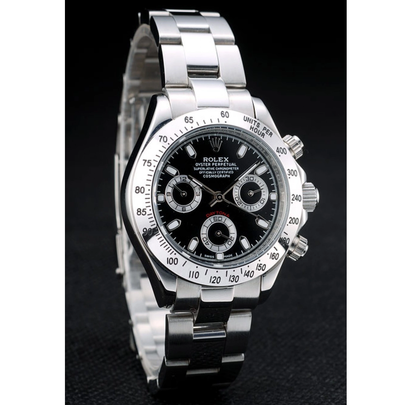 Aaa replica watch Lady Stainless Case Dial Tachymeter Rolex Black Steel Daytona 0715